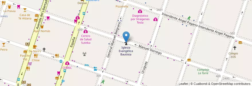 Mapa de ubicacion de Iglesia Evangélica Bautista en Argentinië, Buenos Aires, Partido De Moreno, Moreno.