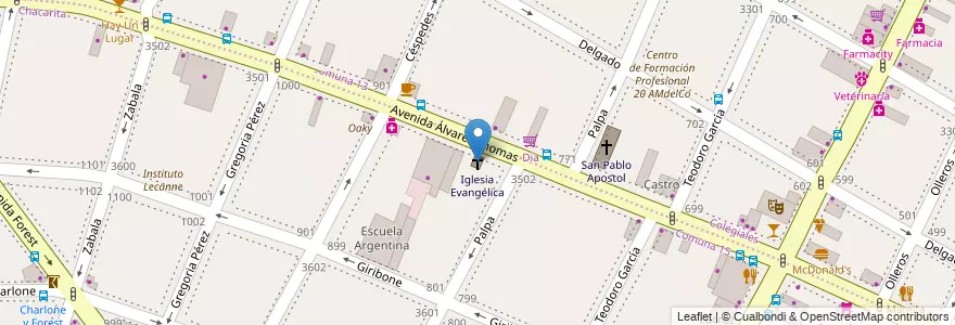 Mapa de ubicacion de Iglesia Evangélica, Colegiales en Argentinien, Ciudad Autónoma De Buenos Aires, Buenos Aires.