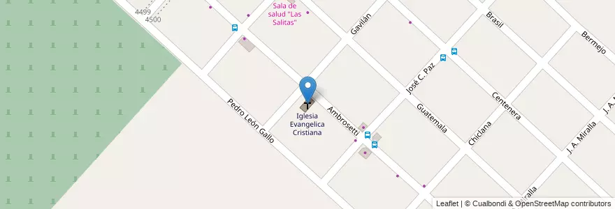Mapa de ubicacion de Iglesia Evangelica Cristiana en Arjantin, Buenos Aires, Partido De La Matanza.