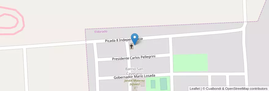 Mapa de ubicacion de Iglesia Evangelica Cristo Rey en アルゼンチン, ミシオネス州, Departamento Eldorado, Municipio De Eldorado.