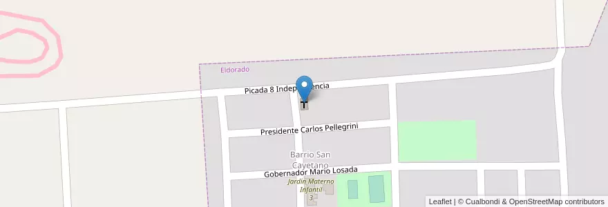 Mapa de ubicacion de Iglesia Evangelica Cristo Rey en アルゼンチン, ミシオネス州, Departamento Eldorado, Municipio De Eldorado.
