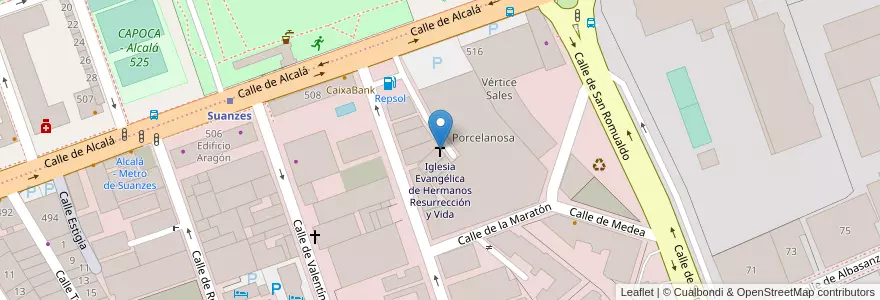 Mapa de ubicacion de Iglesia Evangélica de Hermanos Resurrección y Vida en اسپانیا, بخش خودمختار مادرید, بخش خودمختار مادرید, Área Metropolitana De Madrid Y Corredor Del Henares, مادرید.