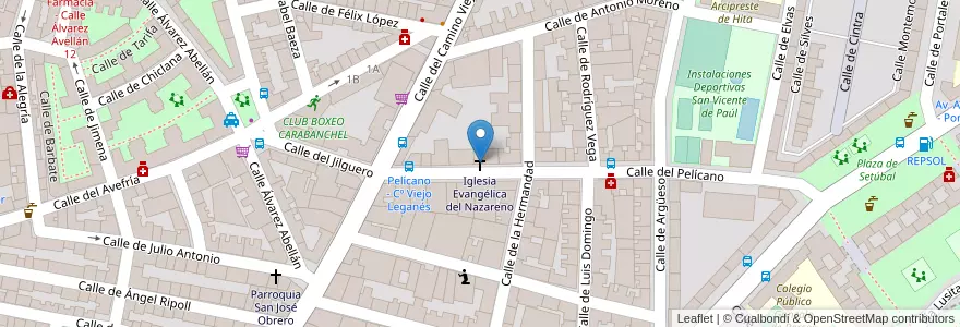 Mapa de ubicacion de Iglesia Evangélica del Nazareno en スペイン, マドリード州, Comunidad De Madrid, Área Metropolitana De Madrid Y Corredor Del Henares, Madrid.