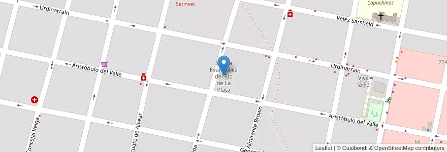 Mapa de ubicacion de Iglesia Evangélica del Río de La Plata en 아르헨티나, 엔트레리오스주, Departamento Concordia, Distrito Suburbios, Concordia, Concordia.