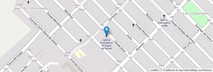 Mapa de ubicacion de Iglesia Evangélica El Ángel de Peniel en Аргентина, Чако, Departamento San Fernando, Fontana.