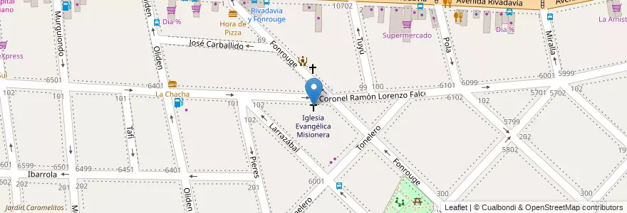 Mapa de ubicacion de Iglesia Evangélica Misionera, Liniers en Argentina, Autonomous City Of Buenos Aires, Comuna 9, Autonomous City Of Buenos Aires, Comuna 10.