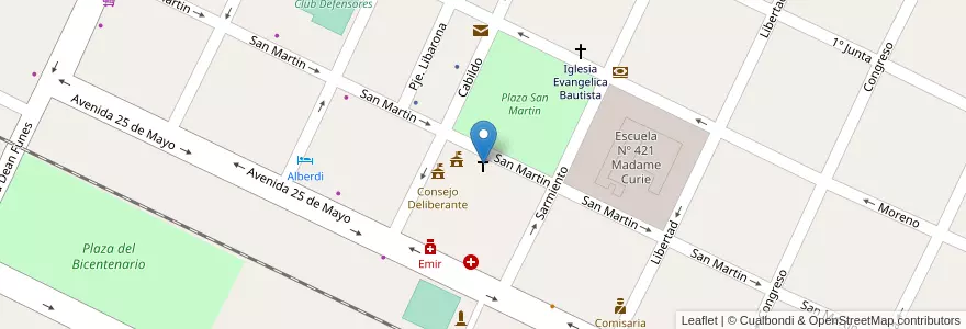 Mapa de ubicacion de Iglesia Evangelica Nueva Apostolica en アルゼンチン, サンティアゴ・デル・エステロ州, Departamento Copo.