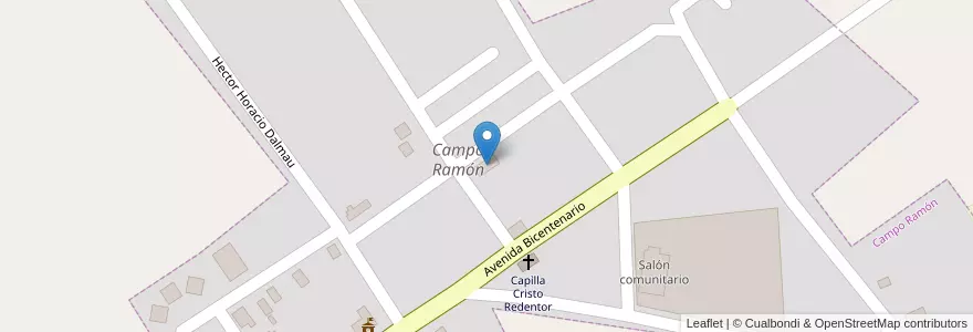 Mapa de ubicacion de Iglesia Evangelica Pentecostal en アルゼンチン, ミシオネス州, Departamento Oberá, Municipio De Campo Ramón, Campo Ramón.