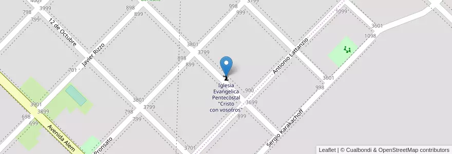 Mapa de ubicacion de Iglesia Evangelica Pentecostal "Cristo con vosotros" en الأرجنتين, بوينس آيرس, Partido De Bahía Blanca, باهيا بلانكا.