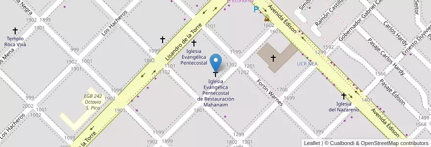 Mapa de ubicacion de Iglesia Evangélica Pentecostal de Restauración Mahanaim en 阿根廷, Chaco, Departamento San Fernando, Resistencia, Resistencia.