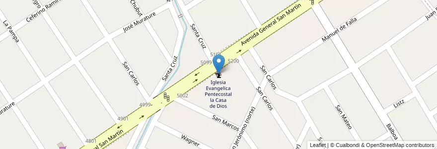 Mapa de ubicacion de Iglesia Evangelica Pentecostal la Casa de Dios en Argentina, Buenos Aires, Partido De Almirante Brown, Rafael Calzada.
