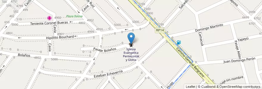 Mapa de ubicacion de Iglesia Evangelica Pentecostal y Gloria en Arjantin, Buenos Aires, Partido De Lanús, Monte Chingolo.