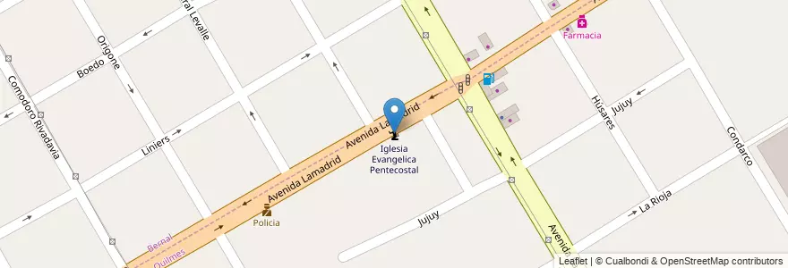 Mapa de ubicacion de Iglesia Evangelica Pentecostal en الأرجنتين, بوينس آيرس, Partido De Quilmes, Quilmes.
