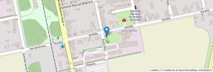 Mapa de ubicacion de Iglesia Evangélica Valdense en 아르헨티나, Santa Fe, Departamento San Jerónimo, Municipio De López.
