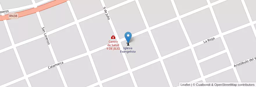 Mapa de ubicacion de Iglesia Evangelista en Argentina, Córdoba, Departamento Cruz Del Eje, Pedanía Higueras, Municipio De Villa De Soto.