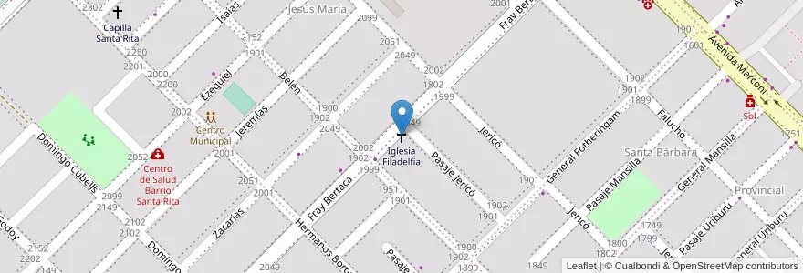 Mapa de ubicacion de Iglesia Filadelfia en Argentinië, Chaco, Departamento San Fernando, Resistencia, Resistencia.