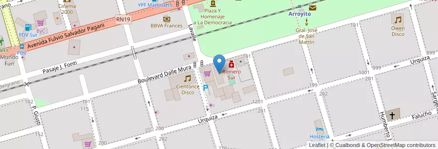 Mapa de ubicacion de Iglesia Jesucristo de los Santos de los Últimos Días en Argentine, Córdoba, Departamento San Justo, Municipio Arroyito, Pedanía Arroyito, Arroyito.