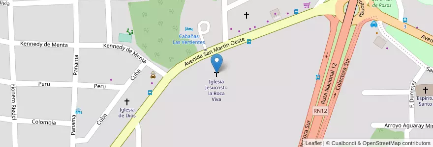 Mapa de ubicacion de Iglesia Jesucristo la Roca Viva en Argentinien, Misiones, Departamento Eldorado, Municipio De Eldorado, Eldorado.