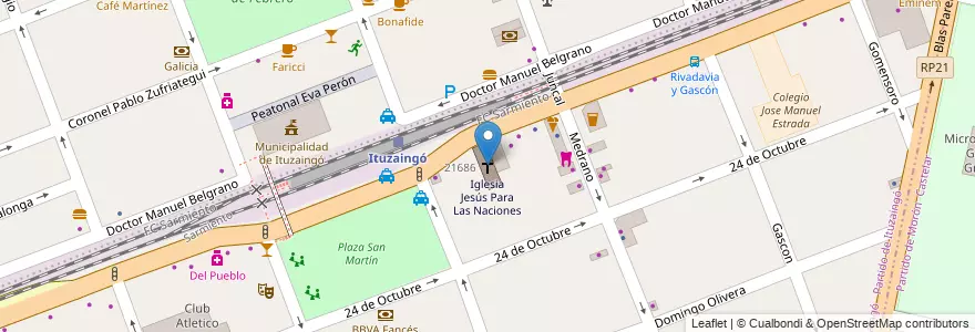 Mapa de ubicacion de Iglesia Jesús Para Las Naciones en Argentina, Provincia Di Buenos Aires, Partido De Ituzaingó, Ituzaingó.