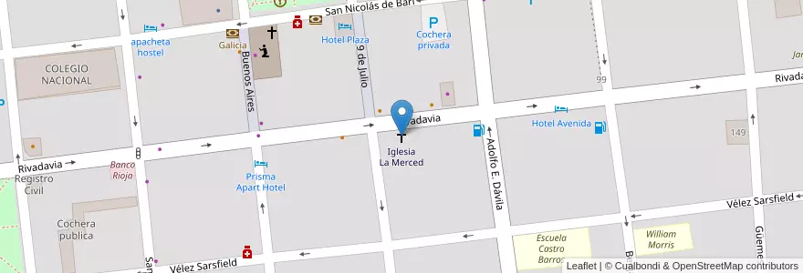 Mapa de ubicacion de Iglesia La Merced en 아르헨티나, La Rioja, Departamento Capital, La Rioja.