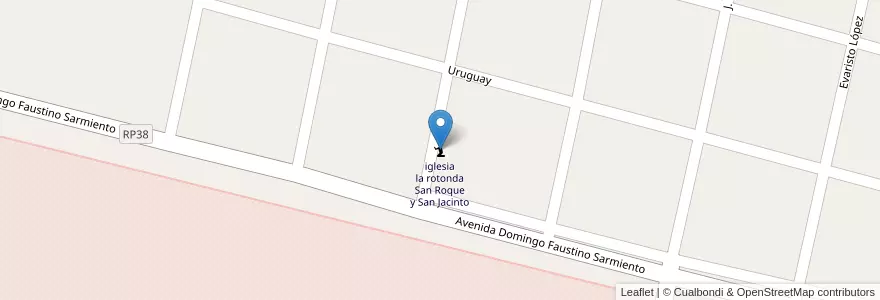 Mapa de ubicacion de iglesia la rotonda San Roque y San Jacinto en Arjantin, Corrientes, Departamento Goya, Municipio De Goya.
