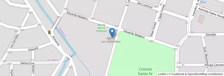 Mapa de ubicacion de Iglesia Las Carmelitas en Argentina, Córdova, Departamento Santa María, Pedanía Alta Gracia, Municipio De Alta Gracia, Alta Gracia.