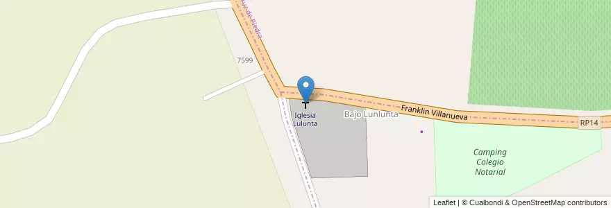 Mapa de ubicacion de Iglesia Lulunta en アルゼンチン, チリ, メンドーサ州, Departamento Maipú, Distrito Las Barrancas.