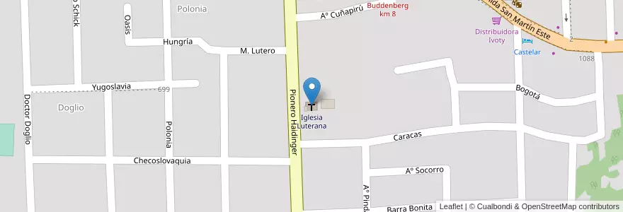 Mapa de ubicacion de Iglesia Luterana en アルゼンチン, ミシオネス州, Departamento Eldorado, Municipio De Eldorado, Eldorado.