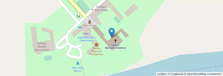 Mapa de ubicacion de Iglesia María Auxiliadora en Argentina, Provincia Di Buenos Aires, Partido De Villarino.