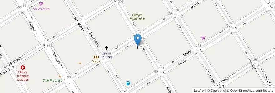 Mapa de ubicacion de Iglesia Menonita en 阿根廷, 布宜诺斯艾利斯省, Partido De Trenque Lauquen, Cuartel Chacras De Trenque Lauquen, Trenque Lauquen.
