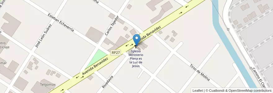 Mapa de ubicacion de Iglesia Ministerio Plena es la Luz de Jesús en アルゼンチン, ブエノスアイレス州, Partido De Tigre, Benavídez.