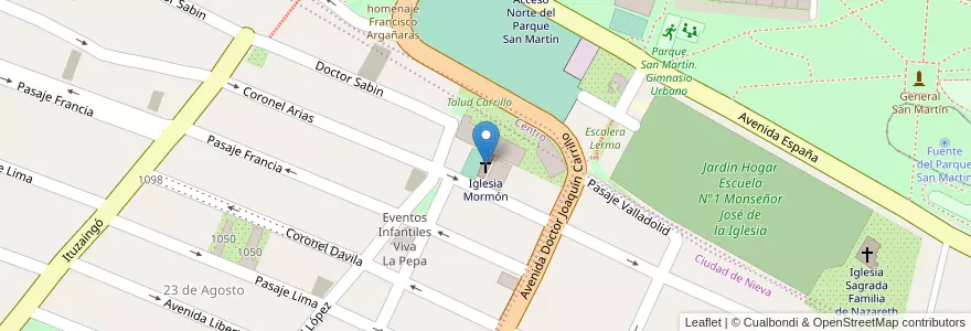 Mapa de ubicacion de Iglesia Mormón en 아르헨티나, Jujuy, Departamento Doctor Manuel Belgrano, Municipio De San Salvador De Jujuy.