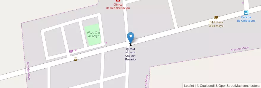 Mapa de ubicacion de Iglesia Nuesra Sra. del Rosario en Argentina, Cile, Mendoza, Distrito Tres De Mayo, Departamento Lavalle, Tres De Mayo.