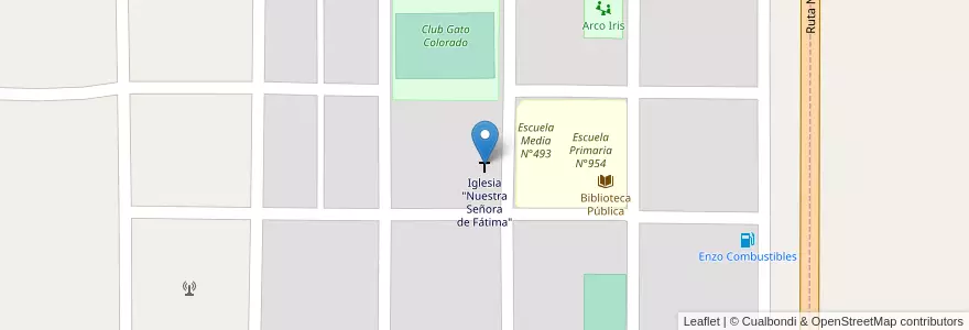 Mapa de ubicacion de Iglesia "Nuestra Señora de Fátima" en Arjantin, Santa Fe, Municipio De Gato Colorado, Gato Colorado.