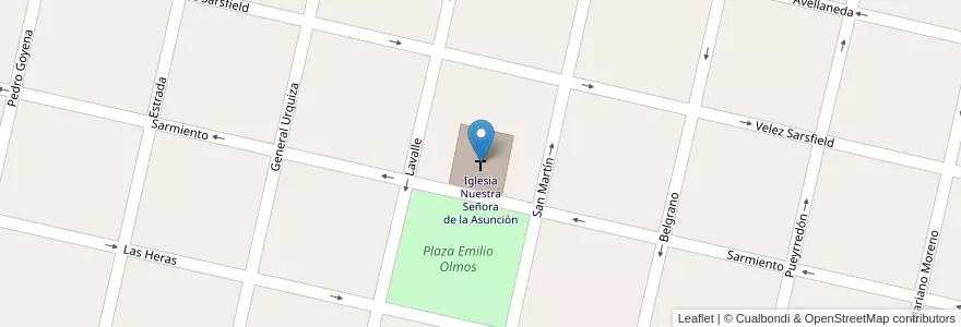 Mapa de ubicacion de Iglesia Nuestra Señora de la Asunción en Argentina, Córdova, Departamento Unión, Pedanía Ascasubi, Municipio De Laborde.