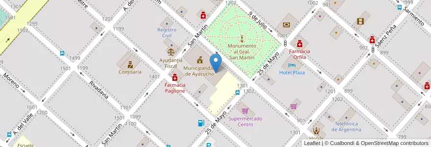 Mapa de ubicacion de Iglesia Nuestra Señora de la Purificación en Аргентина, Буэнос-Айрес, Partido De Ayacucho, Ayacucho.