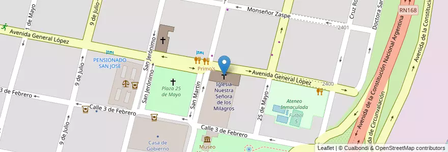 Mapa de ubicacion de Iglesia Nuestra Señora de los Milagros en الأرجنتين, سانتا في, إدارة العاصمة, سانتا في العاصمة, سانتا في.