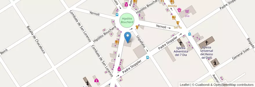 Mapa de ubicacion de Iglesia Nuestra Señora de Lourdes en Argentinië, Buenos Aires, Partido De Malvinas Argentinas, Grand Bourg.