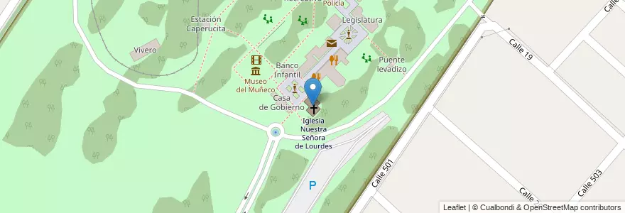 Mapa de ubicacion de Iglesia Nuestra Señora de Lourdes, Gonnet en آرژانتین, استان بوئنوس آیرس, Partido De La Plata, Manuel B. Gonnet.