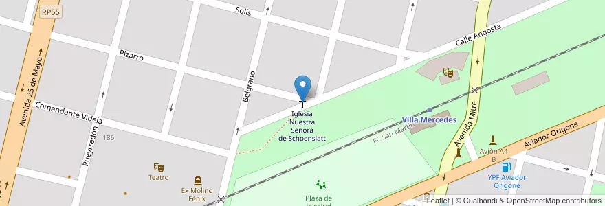 Mapa de ubicacion de Iglesia Nuestra Señora de Schoenslatt en Argentinien, San Luis, General Pedernera, Villa Mercedes, Municipio De Villa Mercedes.
