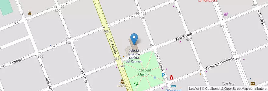 Mapa de ubicacion de Iglesia Nuestra Señora del Carmen en 아르헨티나, 부에노스아이레스주, Partido De Carlos Casares, Carlos Casares.