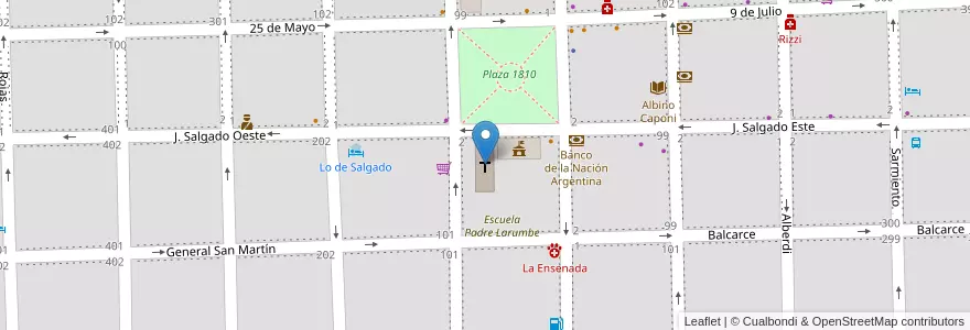 Mapa de ubicacion de Iglesia Nuestra Señora del Carmen en الأرجنتين, بوينس آيرس, Partido De Lobos, Lobos.