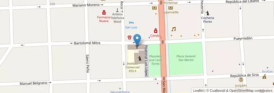 Mapa de ubicacion de Iglesia Nuestra Señora del Carmen en 阿根廷, 智利, Mendoza, Departamento Tunuyán, Distrito Ciudad De Tunuyán.