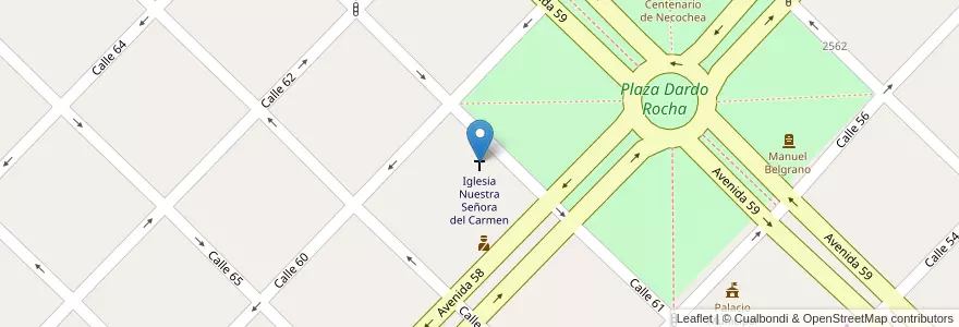 Mapa de ubicacion de Iglesia Nuestra Señora del Carmen en Argentinië, Buenos Aires, Partido De Necochea, Necochea.