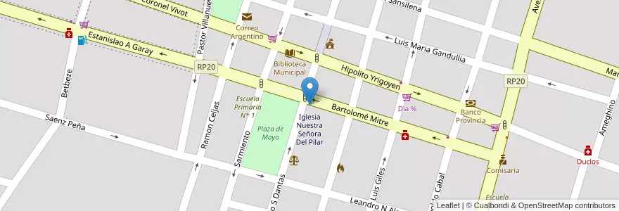 Mapa de ubicacion de Iglesia Nuestra Señora Del Pilar en Argentine, Province De Buenos Aires, Partido De General Paz, Ranchos.