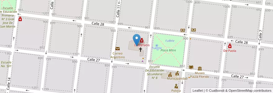 Mapa de ubicacion de Iglesia Nuestra Señora del Rosario en Argentina, Buenos Aires, Partido De Veinticinco De Mayo, Veinticinco De Mayo.