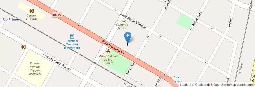 Mapa de ubicacion de Iglesia Nuestra Señora del Rosario en アルゼンチン, コルドバ州, Departamento Río Primero, Municipio De Río Primero, Pedanía Viamonte, Río Primero.