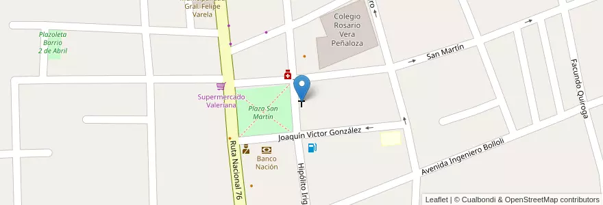 Mapa de ubicacion de Iglesia Nuestra Señora del Rosario en アルゼンチン, チリ, ラ・リオハ州, Coronel Felipe Varela.