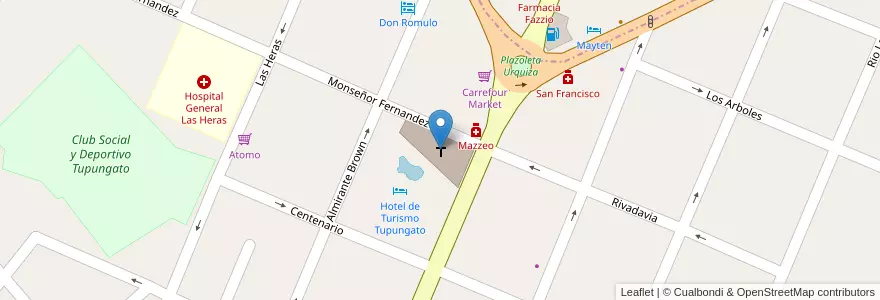 Mapa de ubicacion de Iglesia Nuestra Señora del Socorro - Arzobispado en الأرجنتين, تشيلي, Mendoza, Departamento Tupungato, Distrito Ciudad De Tupungato.
