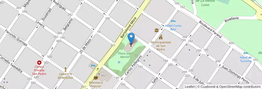 Mapa de ubicacion de Iglesia Nuestra Señora del Socorro en Arjantin, Buenos Aires, Partido De San Pedro.